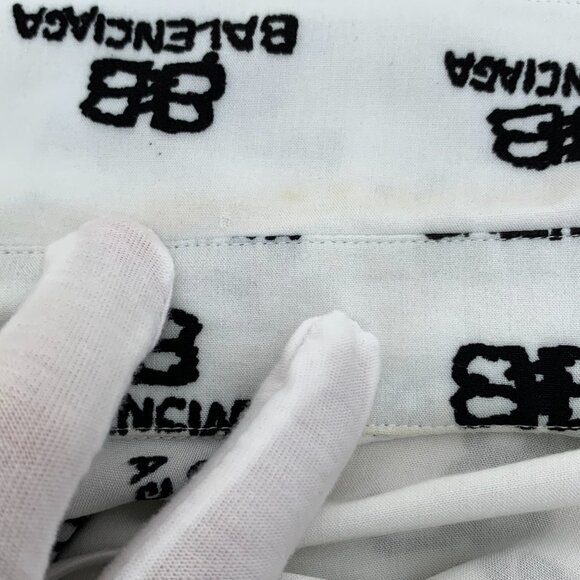 J19512 Balenciaga White logo jacquard full-print lapel single-breasted long-slee - Picture 8 of 8
